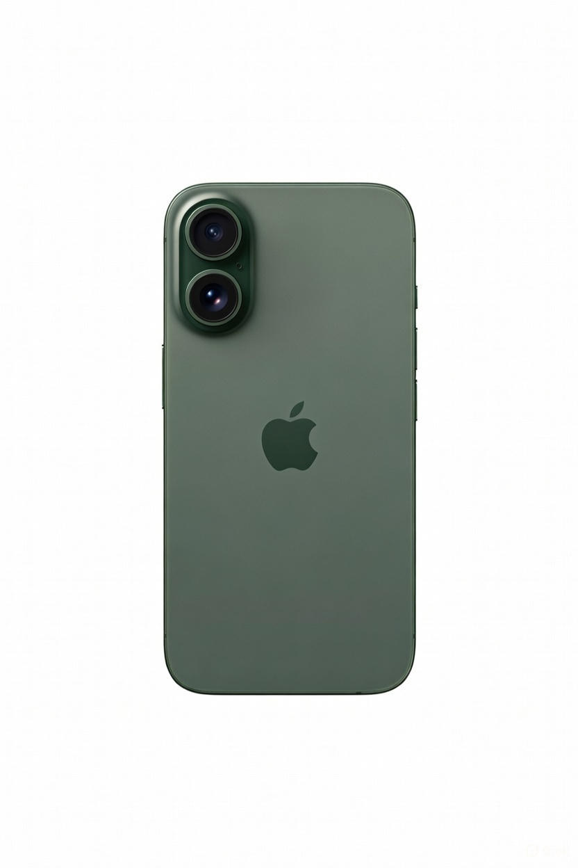 iPhone 16 - Seminovo Smartphone Apple verde fosco com duas câmaras traseiras e logótipo Apple.