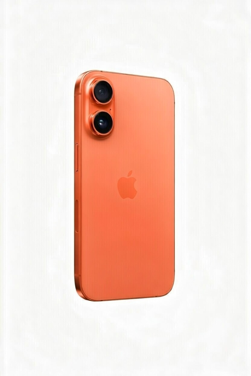 iPhone 17 - Seminovo Smartphone Apple iPhone laranja com duas câmaras traseiras e logótipo da Apple.