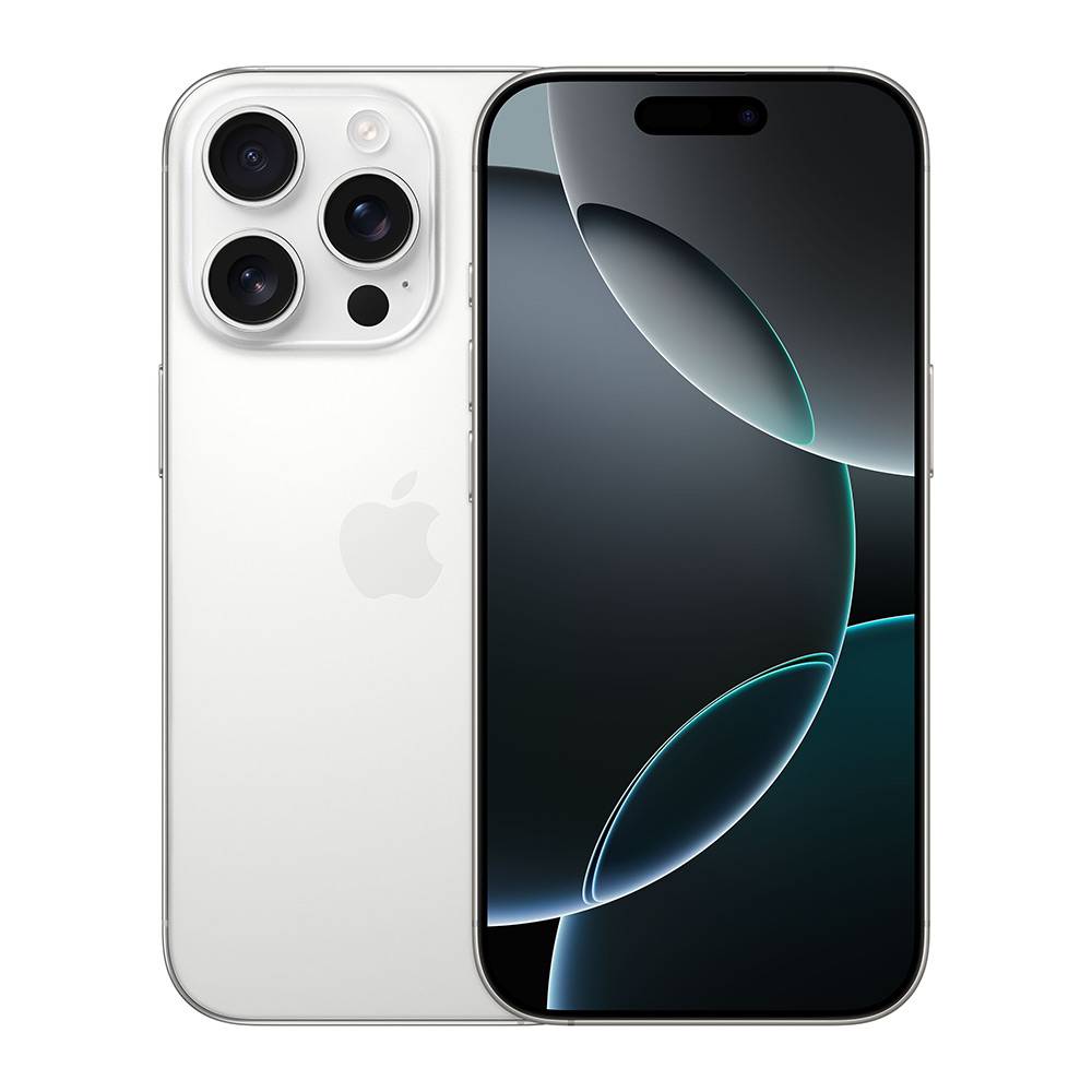 iPhone 16 Pro - Seminovo Smartphone Apple iPhone branco com três câmaras traseiras e ecrã preto