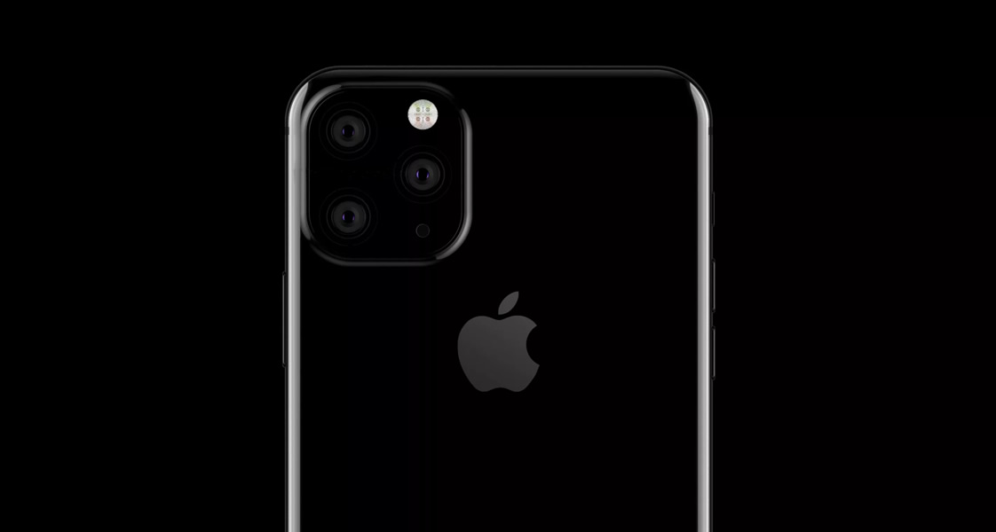 Smartphone preto com câmera tripla e logotipo da Apple