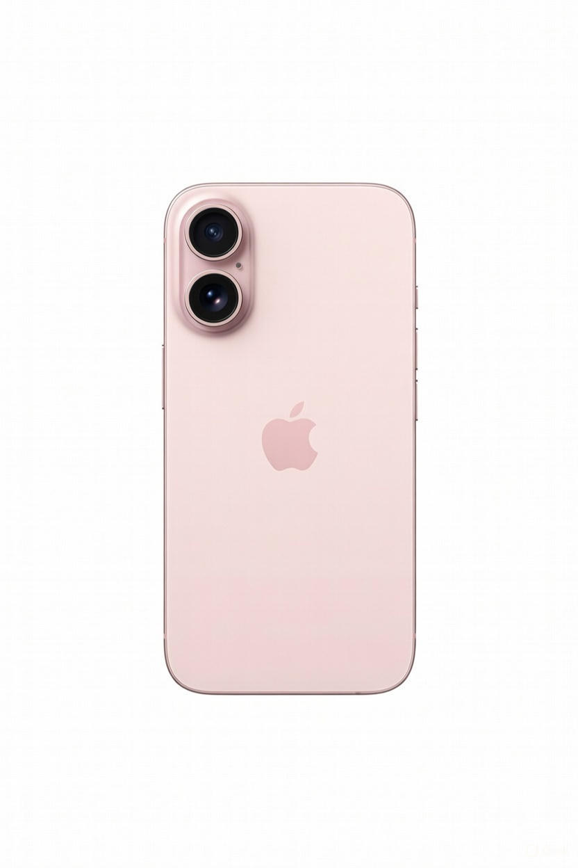 iPhone 16 - Seminovo Smartphone cor-de-rosa com duas câmaras traseiras e logótipo da Apple