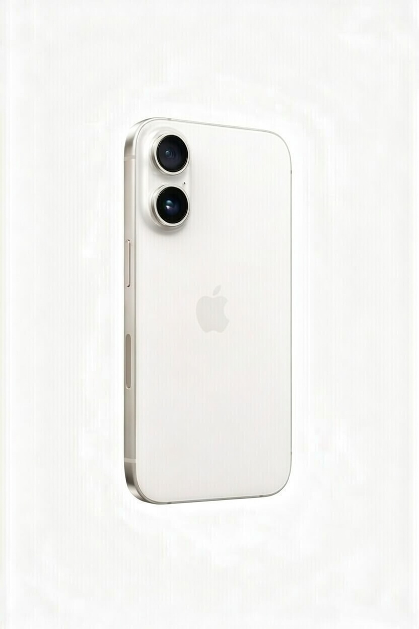 iPhone 17 - Seminovo Smartphone branco com duas câmaras traseiras e logotipo da Apple