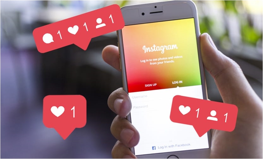 Smartphone com ecrã de login da aplicação Instagram