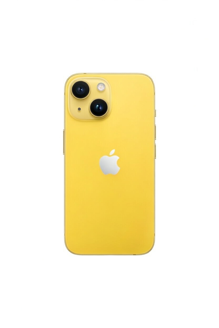 iPhone 14 - Seminovo iPhone amarelo visto de trás com câmaras e logótipo Apple