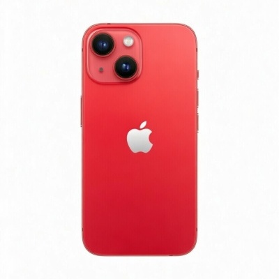Smartphone Apple iPhone vermelho com duas câmaras traseiras e logo Apple