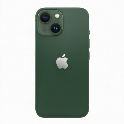 Smartphone Apple iPhone verde com duas câmaras e logótipo Apple.