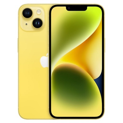 Smartphone amarelo Apple iPhone visto de frente e traseira