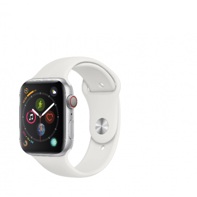 Relógio inteligente com bracelete branca e ecrã digital colorido