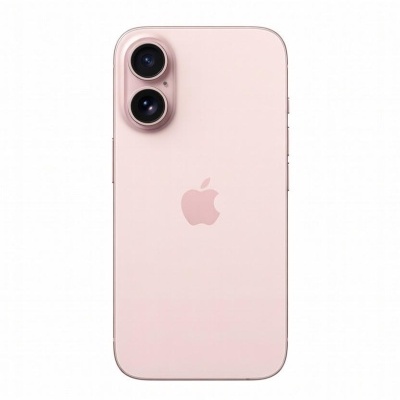 Smartphone cor-de-rosa com duas câmaras traseiras e logótipo da Apple