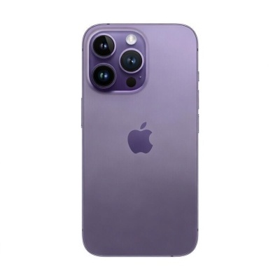 Smartphone roxo com três lentes de câmara e logótipo Apple
