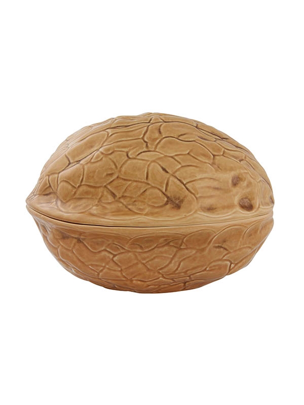 Bordallo Pinheiro - Frutos Secos - Caixa 32x24,5cm Noz Objeto cerâmico forma de noz castanha clara com padrão realista