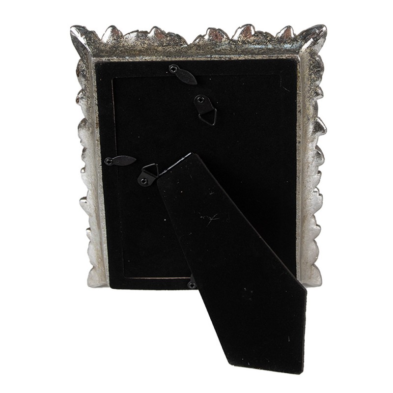 Moldura Prateada Penas Moldura de fotografia prateada com suporte preto