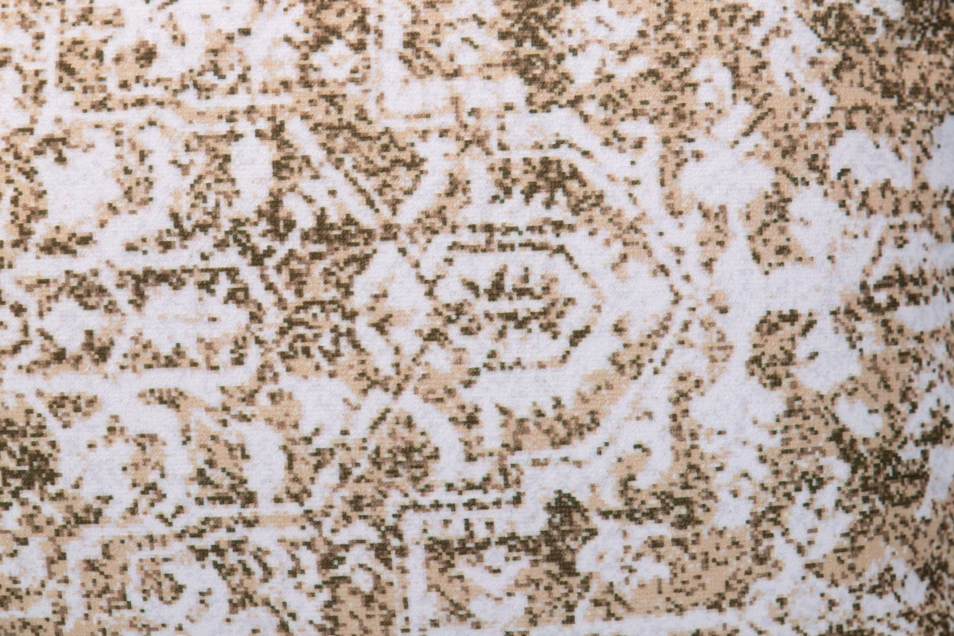 Almofada rectangular Veludo Kilim Mostarda 45x30 dupla face Tapete bege com padrões geométricos castanhos em relevo