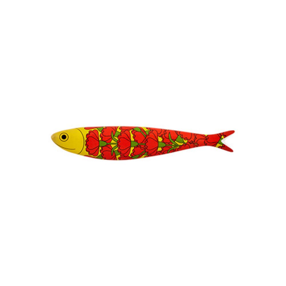 Sardinha Bordallo Pinheiro - 25 de Abril Sempre by Ana Cristina D.F.C. Sampaio Isca de pesca com padrão floral vermelho e amarelo