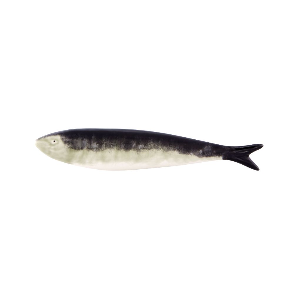 Sardinha Bordallo Pinheiro - Bordallo by Raphael Bordallo Pinheiro Objeto em forma de peixe preto e branco sobre fundo branco