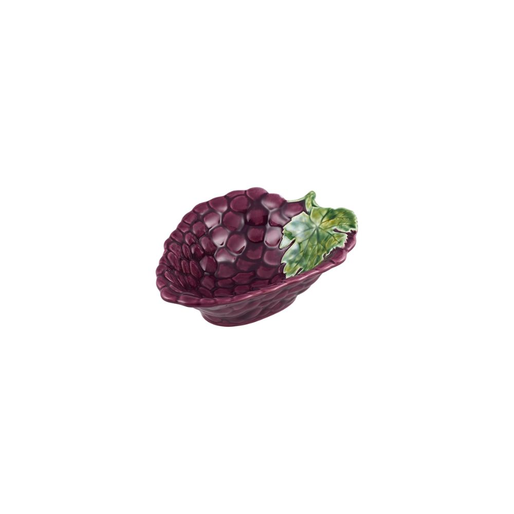 Tigela/taça roxa uvas - Coleção uvas - Bordallo Pinheiro Taça decorativa em cerâmica com formato de amora roxa e folha verde