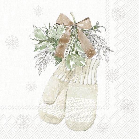 Guardanapos de papel Luvas - IHR Ilustração de luvas de malha com laço e folhas decorativas