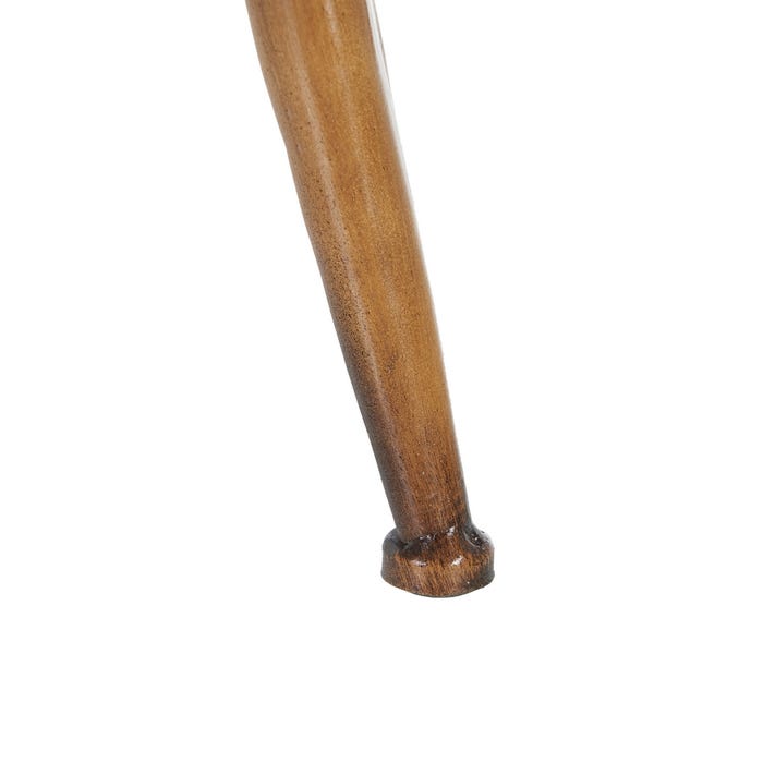 Mesa castanha metal-vidro 50x50x65 cm Pernas de madeira castanha com acabamento cilíndrico