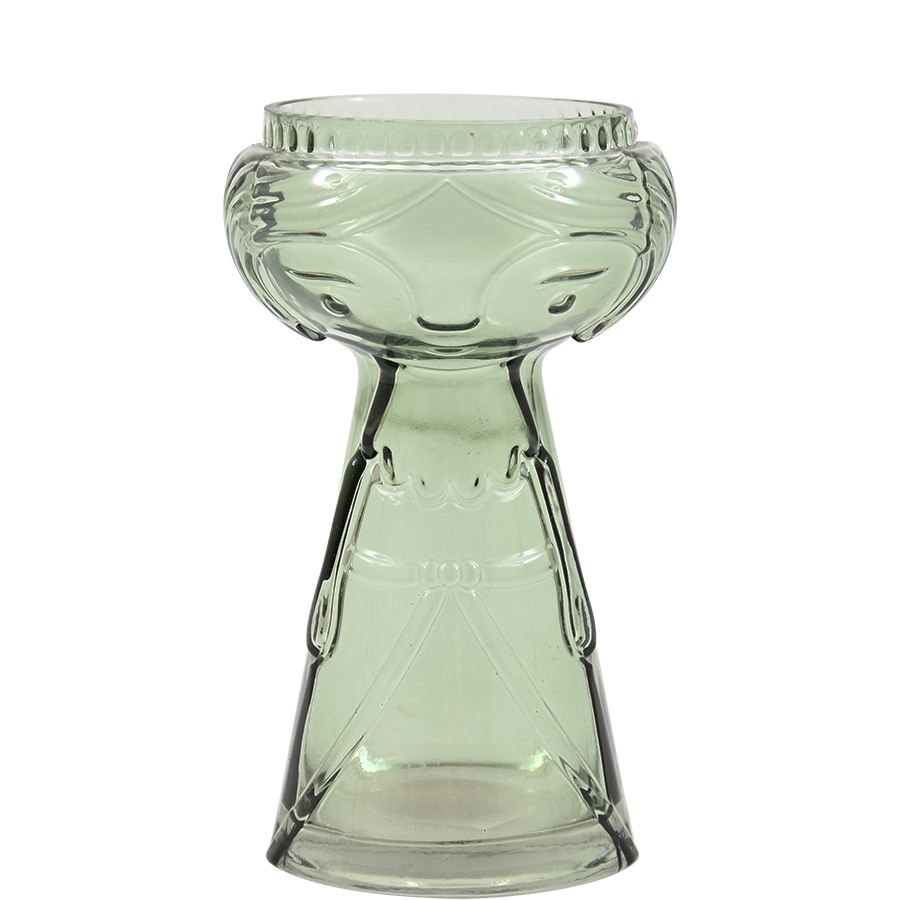 Jarra vidro Anglet verde Castiçal em vidro verde translúcido com padrão geométrico em relevo