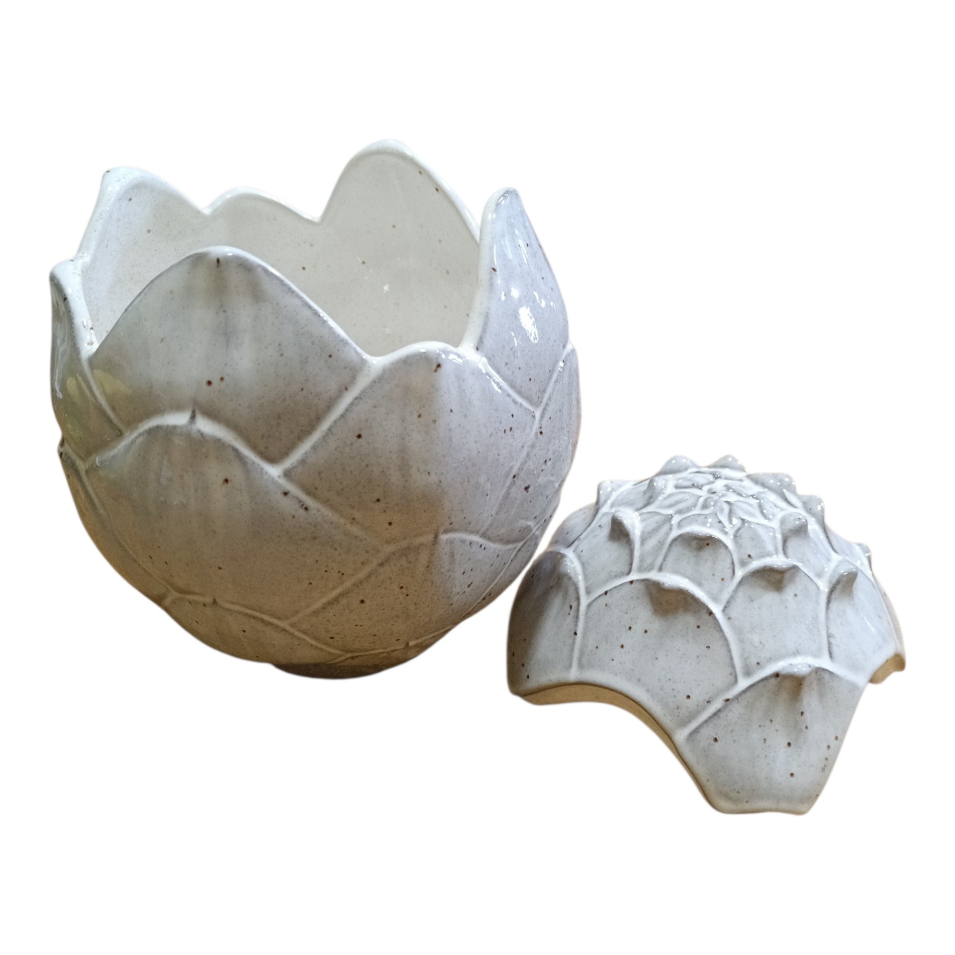 Bordallo Pinheiro - Alcachofra - Caixa 25 Conjunto de vasos de cerâmica cinza com textura de pétalas