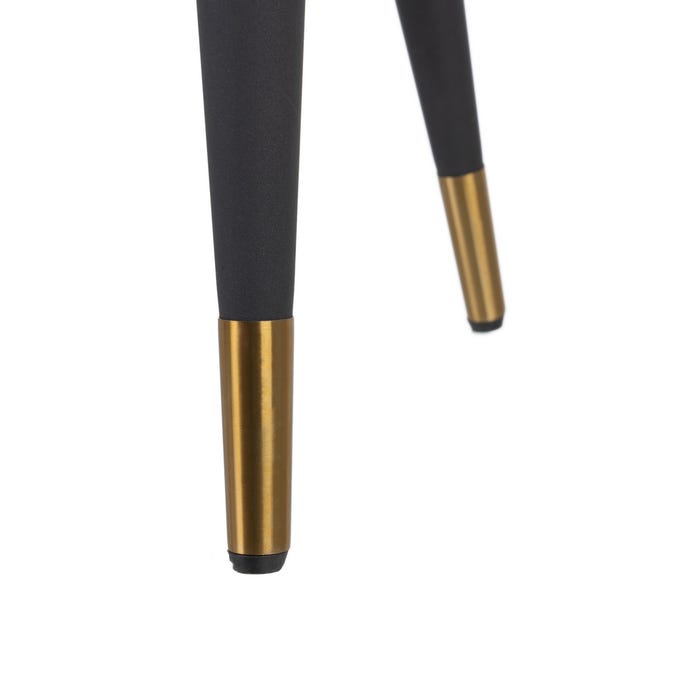 Cadeira pavão bege tecido-metal 51x52x82 cm Pernas de móvel em metal preto com ponteira dourada