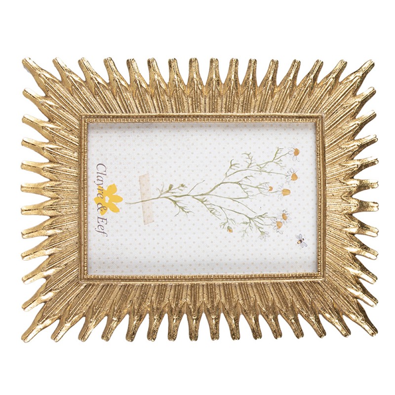 Moldura Dourada Moldura dourada decorativa com fotografia de flores e texto 'Classic Elf'