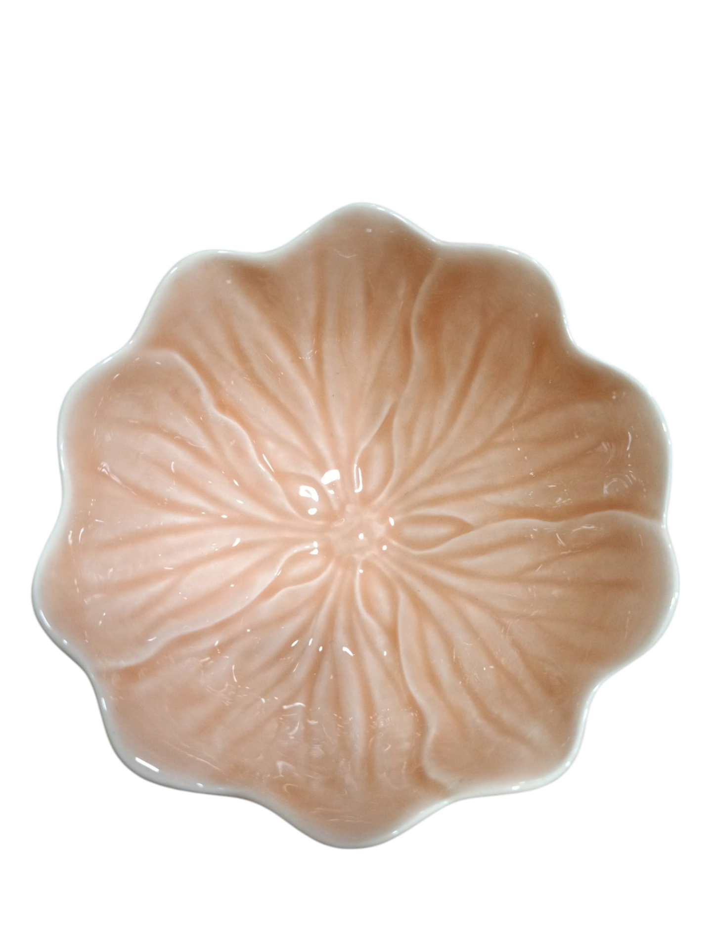 Tigelinha rosa pequena - Coleção Flora - Bordallo Pinheiro Prato decorativo em forma de flor rosa salmão com textura ondulada