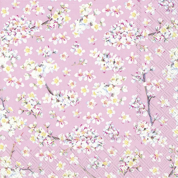 Guardanapos de papel rosa com florinhas miudinhas brancas - IHR tecido rosa com padrão floral branco e rosa