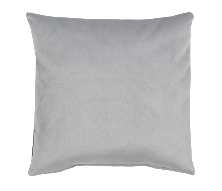 Almofada em Veludo Cinza 60x60 Almofada cinzenta clara quadrada com textura suave