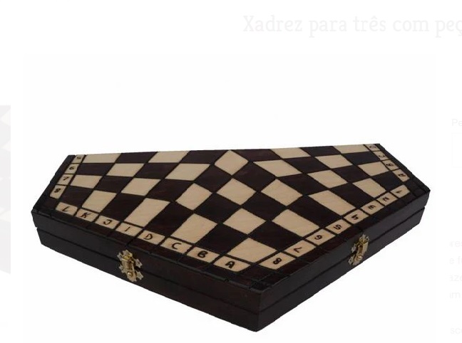 Xadrez para 3 em Madeira Tabuleiro de xadrez dobrável em madeira com padrão quadriculado castanho