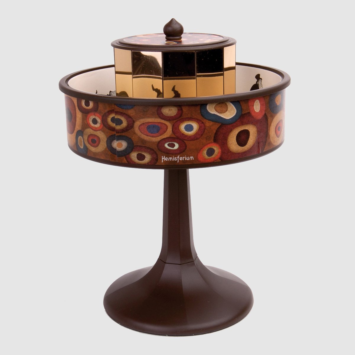 Mini Praxinoscopio Classico pe de latão "Vienne" Brun Prato decorativo com suporte em plástico e padrão colorido, caixa dourada no centro