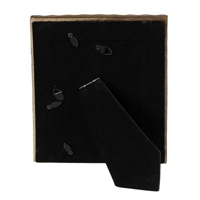 Verso de moldura de foto quadrada preta com suporte e ganchos