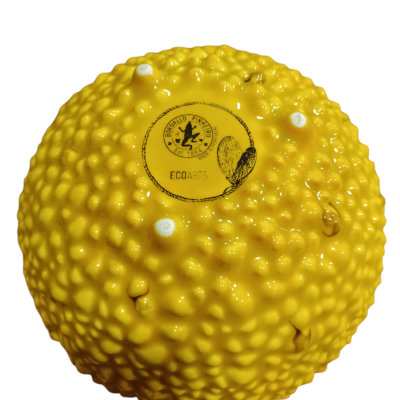Esfera amarela texturizada com selo ECOARTS
