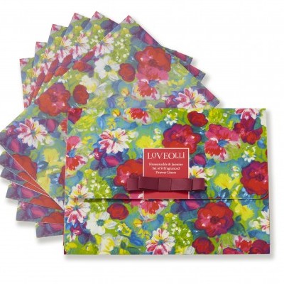 Conjunto de envelopes florais coloridos com etiqueta vermelha LOVEOLLI