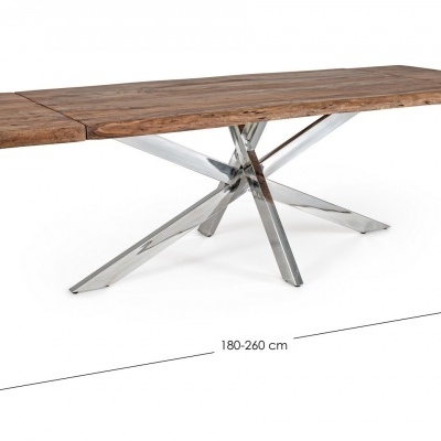 Mesa retangular de madeira com pernas metálicas ajustável