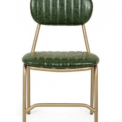 Cadeira verde com estrutura metálica dourada