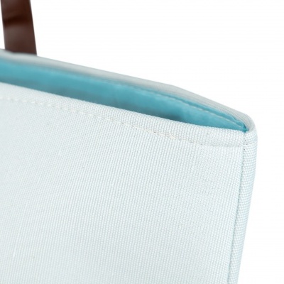 Saco tote bag azul claro com alças castanhas