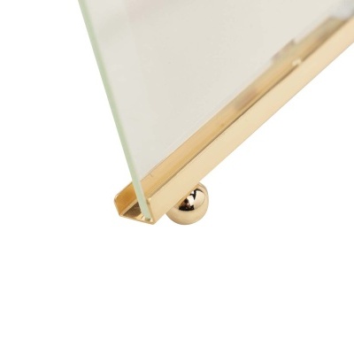 Base metálica dourada com placa de vidro transparente