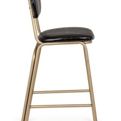 Cadeira alta preta com estrutura metálica dourada