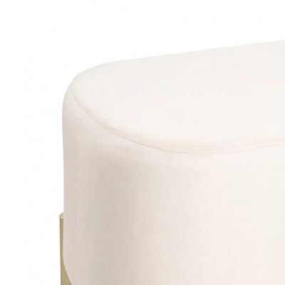 Pufe redondo branco com base dourada