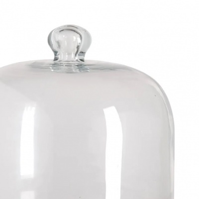 Cúpula de vidro transparente com botão redondo no topo
