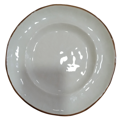 Prato branco com borda dourada fina