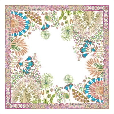 Lenço quadrado com padrão floral colorido