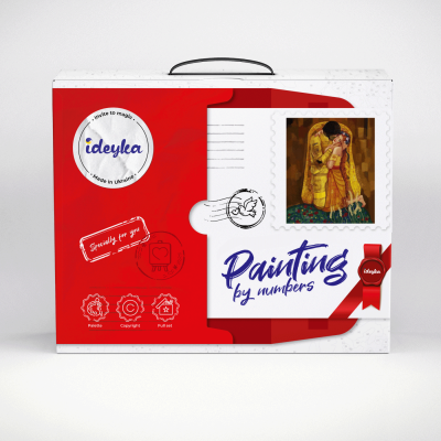 Caixa de kit para pintura por números ideyka com imagem de casal a abraçar