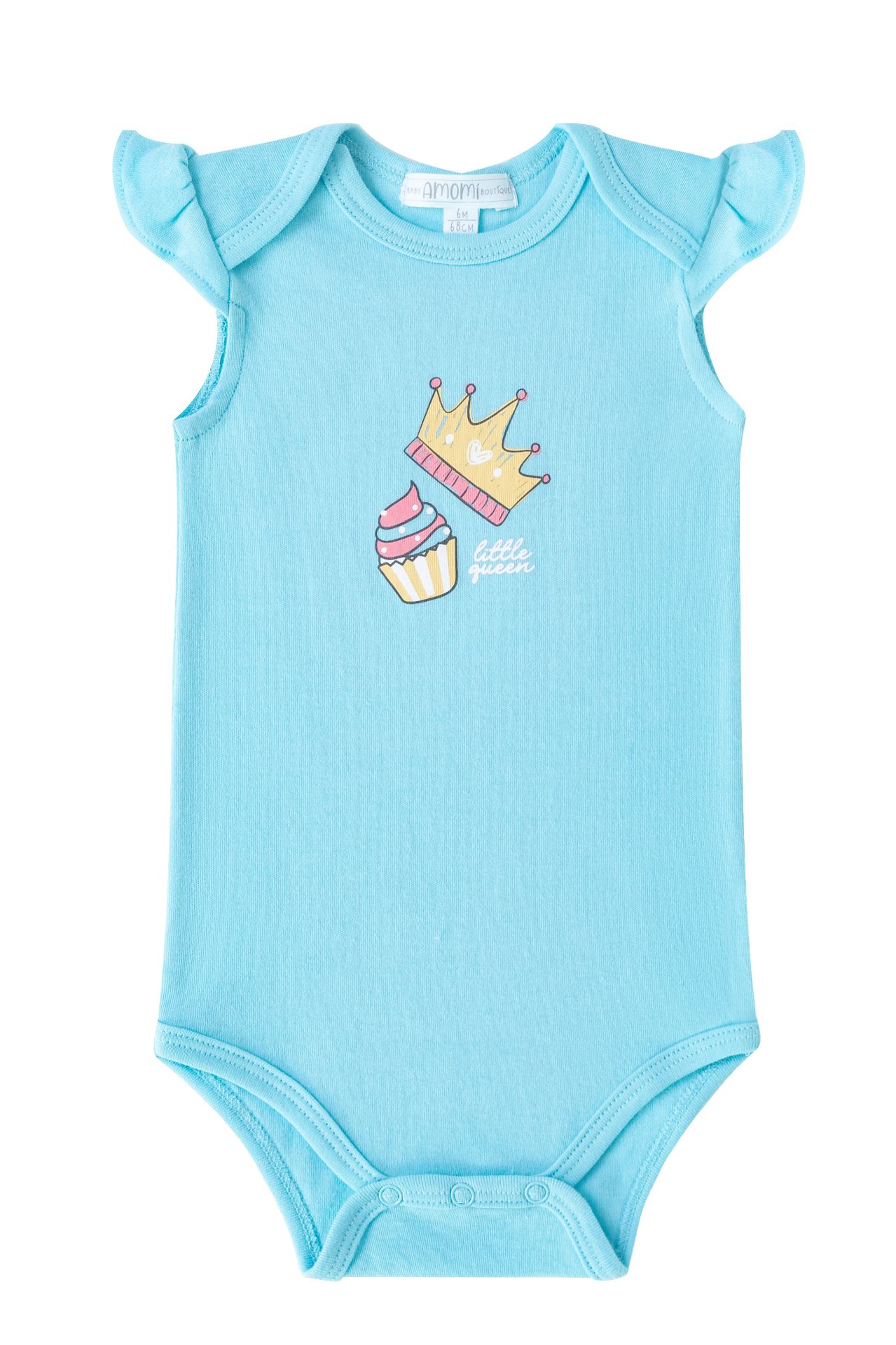 Body de bebé azul claro com estampa colorida