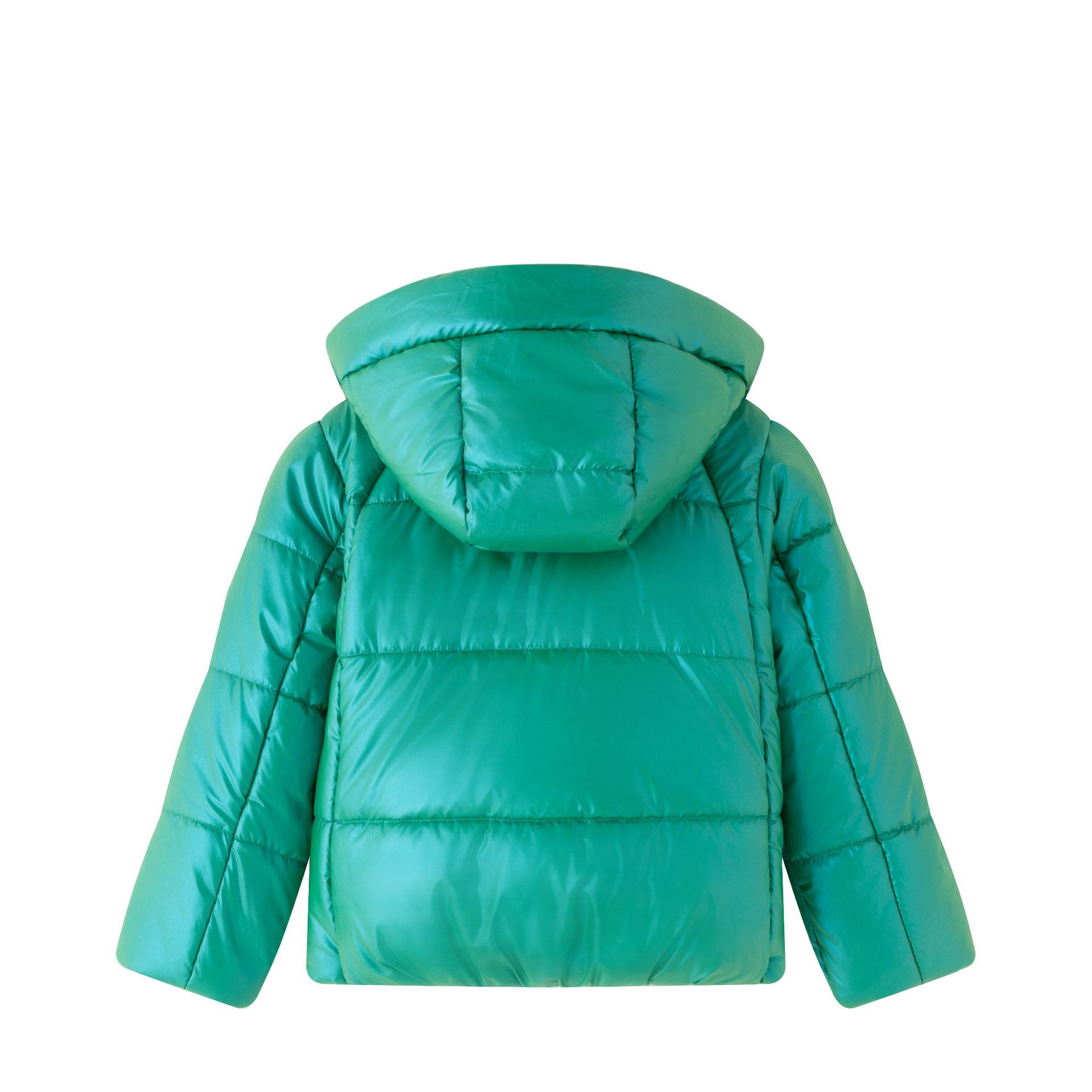 Casaco acolchoado verde água para criança com capuz