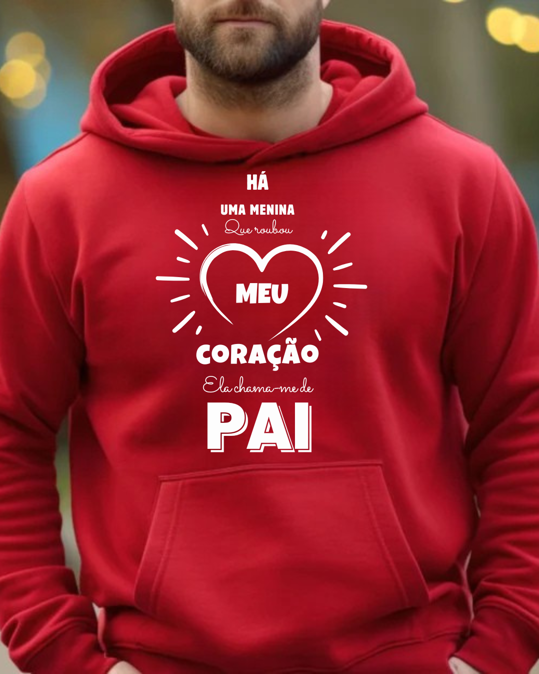 Sweatshirt vermelha com mensagem branca impressa e capuz