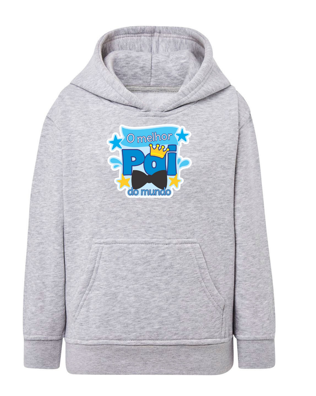 Casaco com capuz cinzento claro com estampa 'O melhor Pai do mundo'
