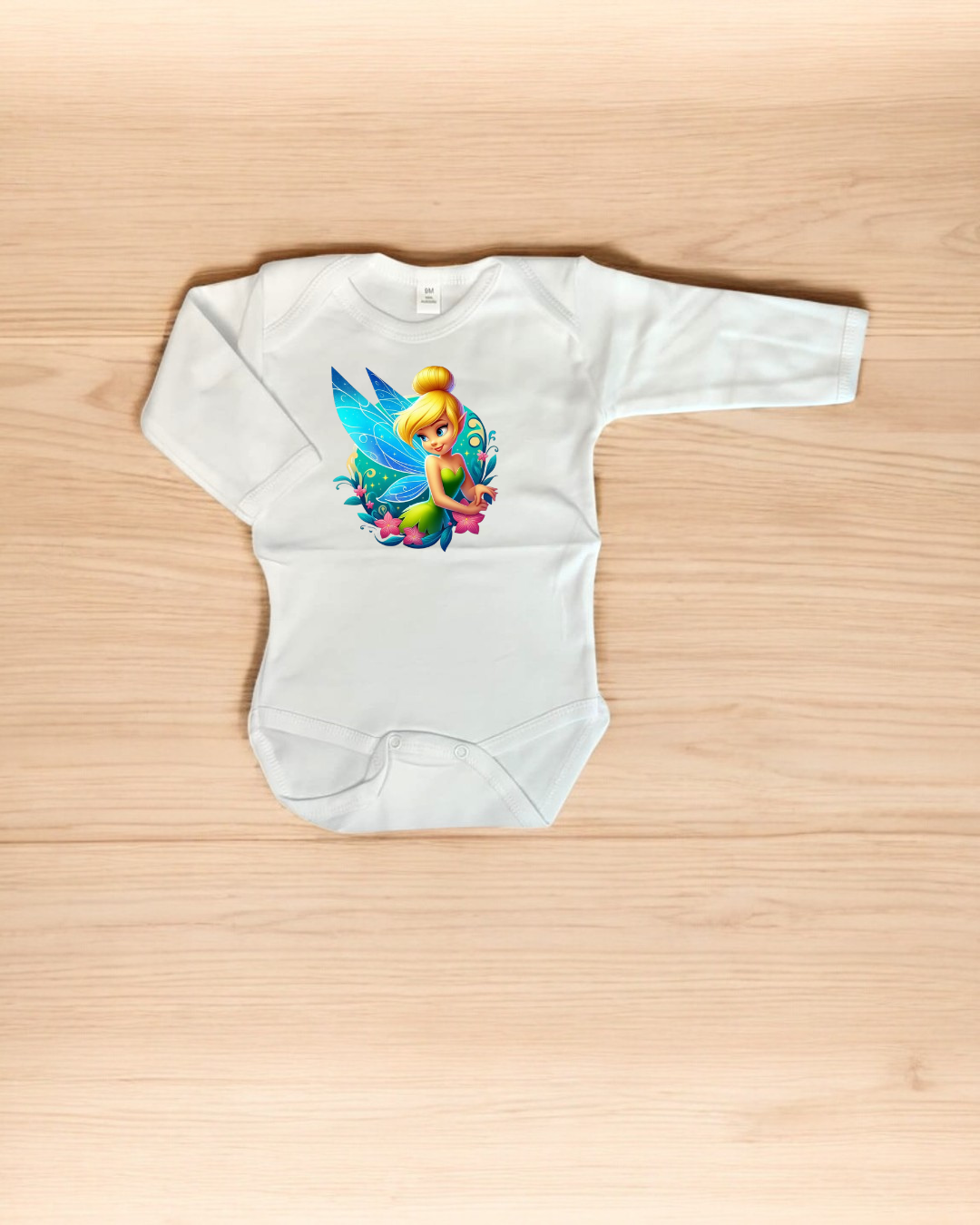 Body branco para bebé com estampa de fada colorida