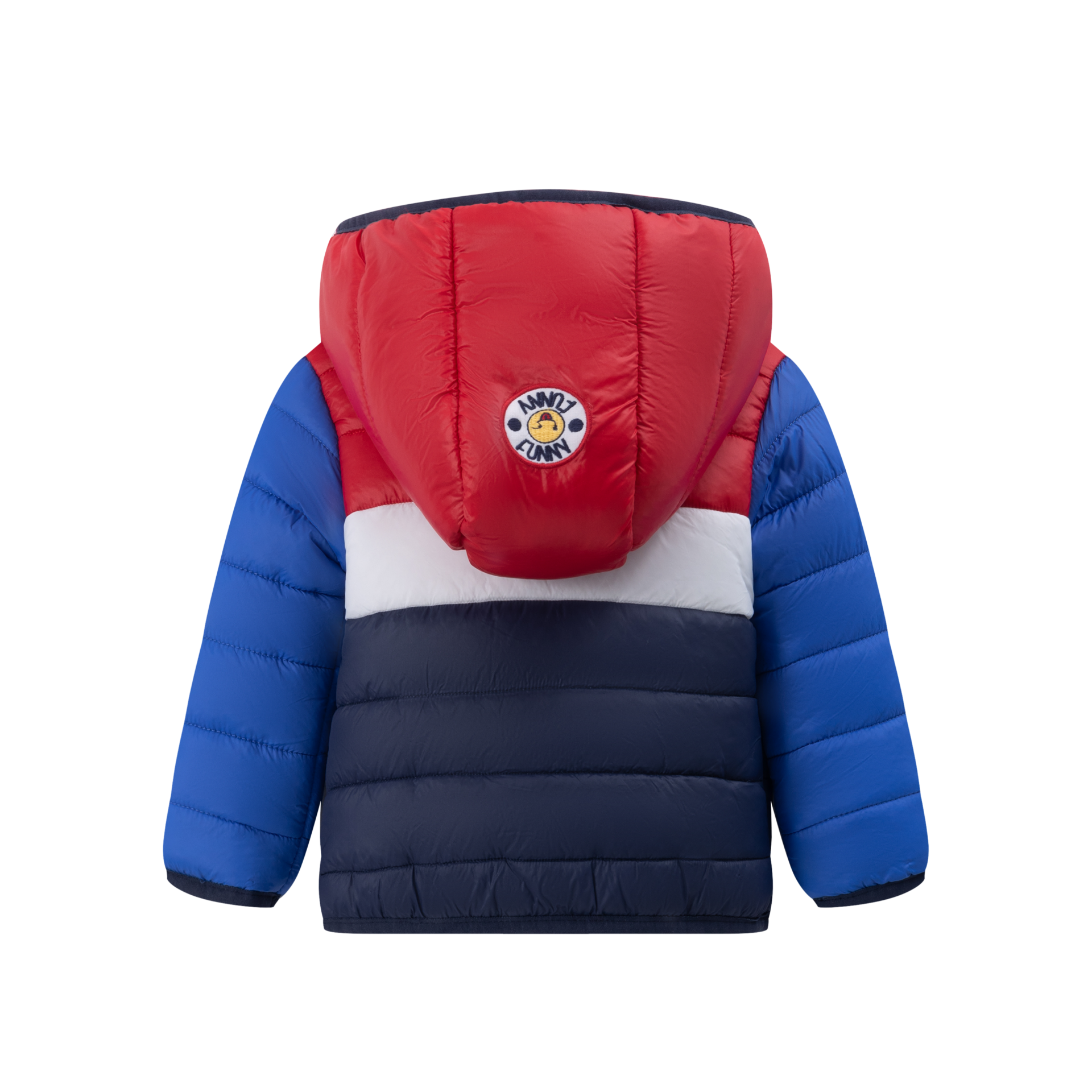 Casaco acolchoado infantil bicolor com capuz e logótipo ANNY ANNY